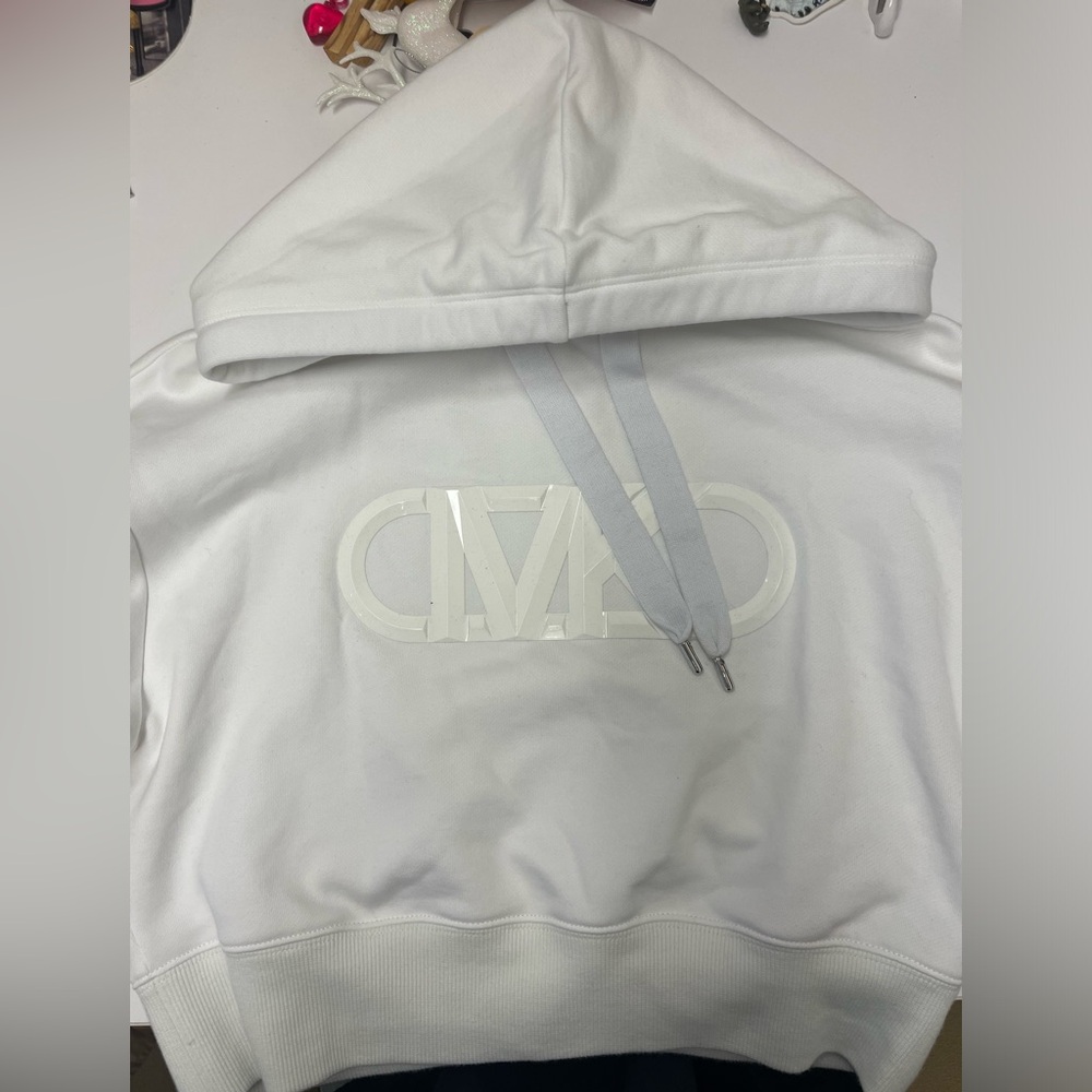 white cropped MK hoodie